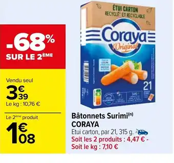 Carrefour Market Bâtonnets Surimi Coraya offre