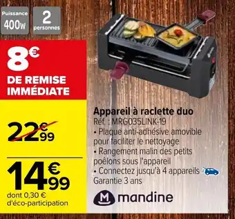 Carrefour Market Appereil à Raclette Duo offre