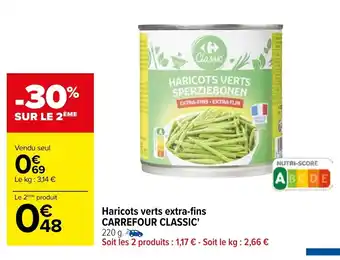 Carrefour Market Haricots Verts Extra-Fins Carregour Classic offre