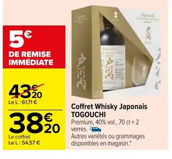 Carrefour Market Coffret Whisky Japonais Togouchi offre