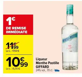 Carrefour Market Liqueur Menthe Pastille Giffard offre