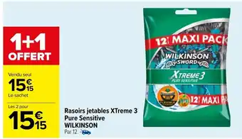 Carrefour Market Rasoirs Jetables Xtreme 3 Pure Sensitive Wilkinson offre