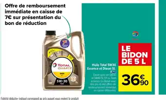 Carrefour Market Huile Total 5W30 Essence Et Diesel 5L offre