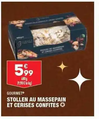 ALDI Gourmet stollen au massepain et cerises confites offre