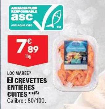 ALDI Loc marée crevettes entières cuites offre