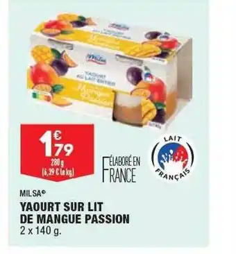 ALDI Milsa yaourt sur lit de mangue passion offre