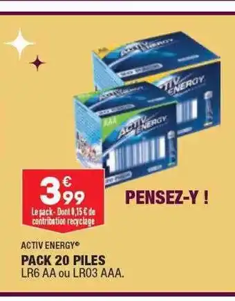 ALDI Activ energy pack 20 piles offre