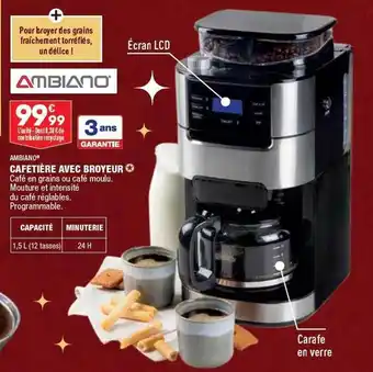 ALDI Ambiano cafetière avec broyeur offre