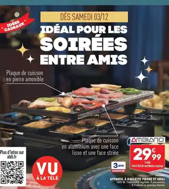 ALDI Appareil à raclette pierre et grill ambiano offre