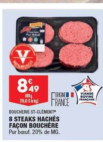 ALDI Boucherie st-clément 8 steaks hachés façon bouchère offre