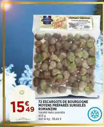 Bi1 72 escargots de bourgogne moyens préparés surgelés romanzini offre