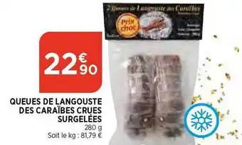 Bi1 Queues de langouste des caraïbes crues surgelées offre