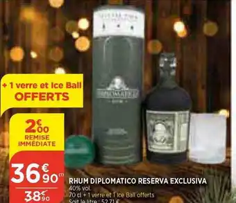 Bi1 Rhum diplomatico reserva exclusiva offre