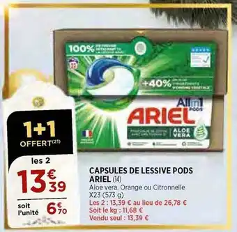 Bi1 Capsules de lessive pods ariel offre