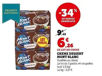 Super U Crème dessert mont blanc offre