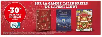 Super U La gamme calendriers de l'avent lindt offre