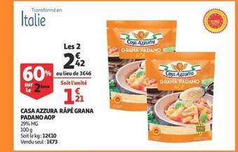 Auchan Casa azzura râpé grana padano aop offre