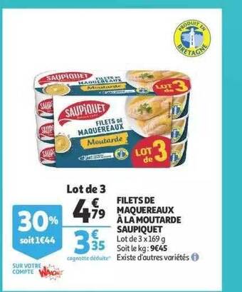 Auchan Filets de maquereaux à la moutarde saupiquet offre