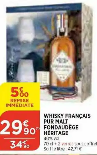 Bi1 Whisky français pur malt fondaudège héritage offre