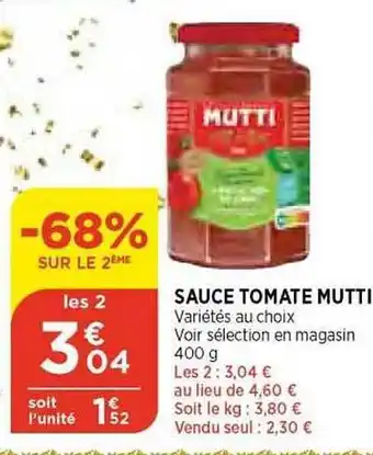 Bi1 Sauce tomate mutti offre