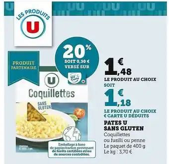 Super U Pâtes u sans gluten offre