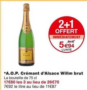 Monoprix A.o.p. crémant d'alsace willm brut offre