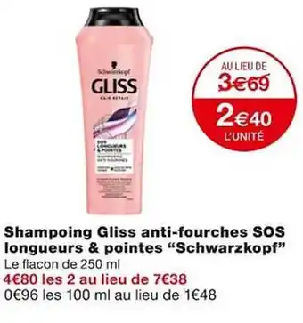 Monoprix Shampoing gliss anti-fourches sos longueurs & pointes offre