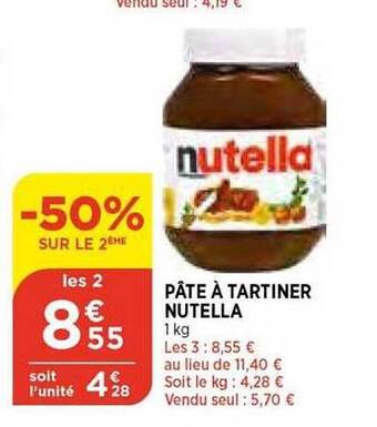 Bi1 Pâte à tartiner nutella offre