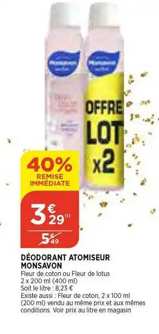 Bi1 Déodorant atomiseur monsavon offre