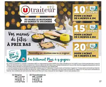 Super U Menus u traiteur offre