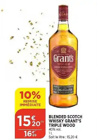Maximarché Blended scotch whisky grant's triple wood offre
