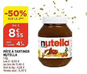 Maximarché Pâte à tartiner nutella offre