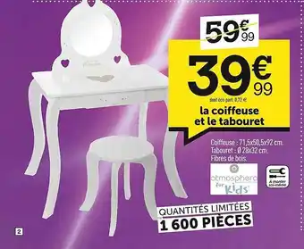 Centrakor La coiffeuse et le tabouret offre