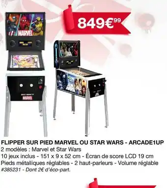 Flipper sur pied marvel ou star wars - arcade 1up