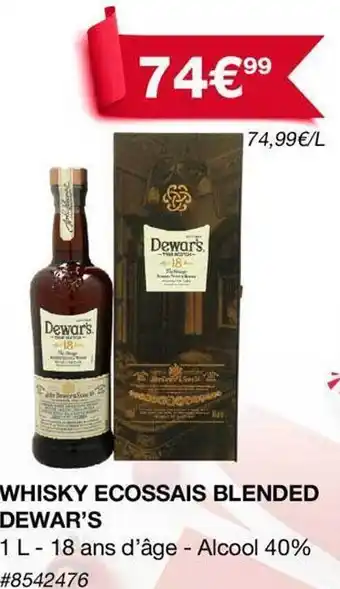 Costco Whisky ecossais blended dewar's offre