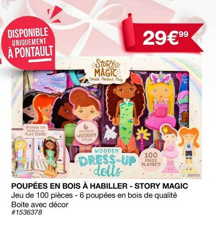 Promo Poupées en bois à habiller story magic chez Costco