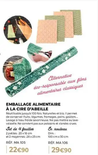 Emballage alimentaire à la cire d'abeille