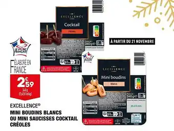 ALDI Mini boudins blancs ou mini saucisses cocktail créoles excellence offre
