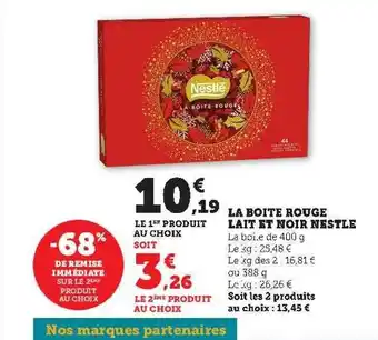 Hyper U La boîte rouge lait et noir nestlé offre