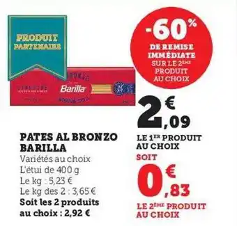 Hyper U Pâtes al bronzo barilla offre