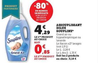 Hyper U Assouplissant dilué soupline offre