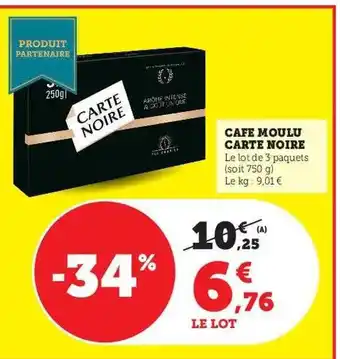 Hyper U Café moulu carte noire offre
