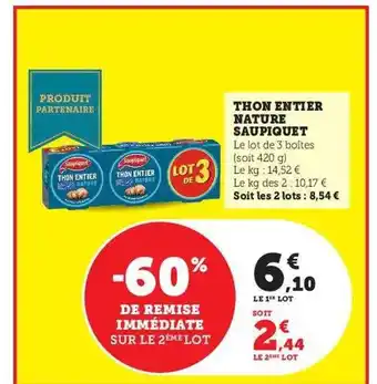 Hyper U Thon entier nature saupiquet offre