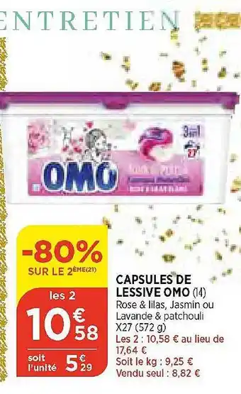 Maximarché Capsules de lessive omo offre