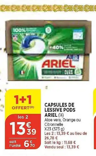 Maximarché Capsules de lessive pods ariel offre