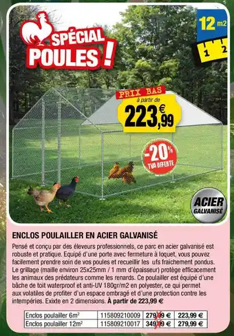 Outiror Enclos poulailler en acier galvanisé offre