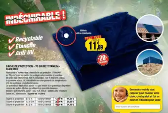 Outiror Bâche de protection - 70 gr-m² titanium - bleu nuit offre