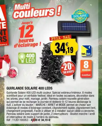 Outiror Guirlande solaire 400 leds offre