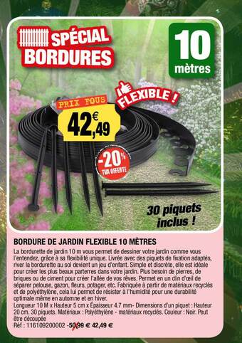 Outiror Bordure de jardin flexible 10 mètres offre
