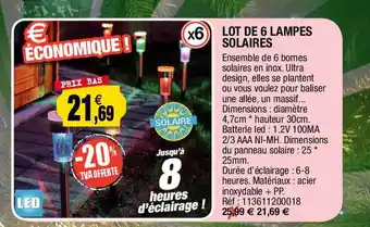 Outiror Lot de 6 lampes solaires offre